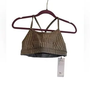 NWT Alo Yoga jacquard glenplaid gratitude bra Size S
